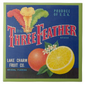 KERAMIEKE TEGEL - "Three Feather" - kratlabel Tegeltje (Voorkant)