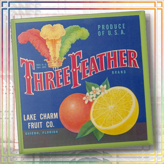 KERAMIEKE TEGEL - "Three Feather" - kratlabel Tegeltje
