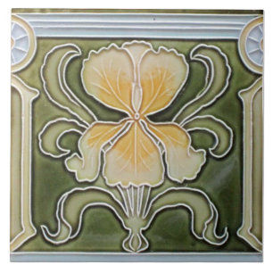 Keramiektegel - Art Nouveau Iris randtegel Tegeltje