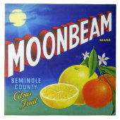 KERAMIEKTEGEL - "Moonbeam Produce" - kratlabel Tegeltje (Voorkant)