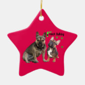 Keramik Ornament französische Bulldoggen (Voorkant)