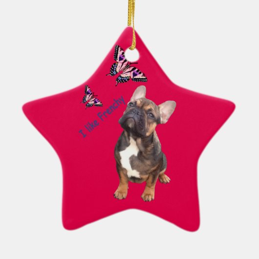 Keramik Ornament französische Bulldoggen (Achterkant)