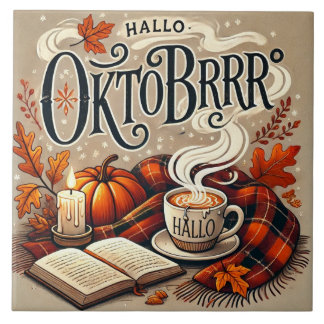 Keramikfliese „Hallo Oktobrrr“ – Herbstliche Deko Tegeltje