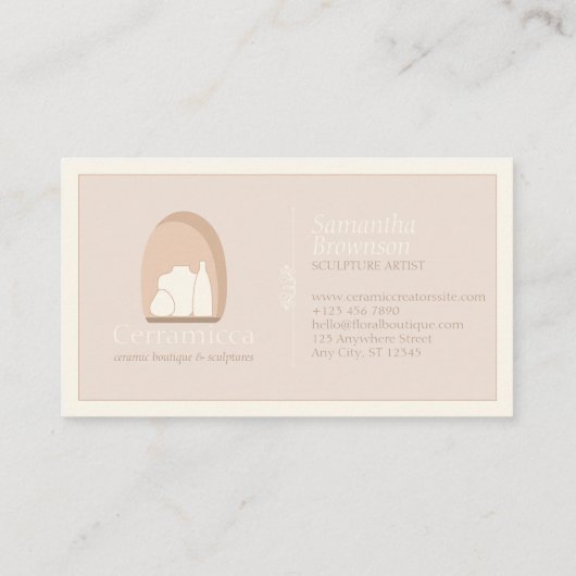 Keramisch aardewerk handgemaakte porseleinen sculp visitekaartje (Achterkant)