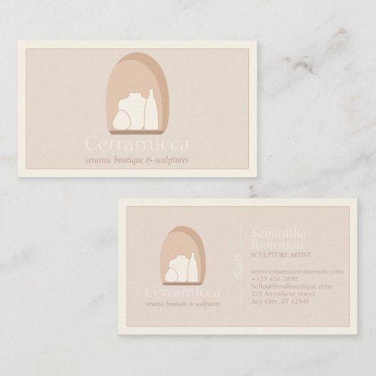 Keramisch aardewerk handgemaakte porseleinen sculp visitekaartje (Voorkant / Achterkant)