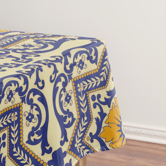 Keramisch Azulejo Style Blue Oranje Tablecloth Tafelkleed (Voorbeeld)