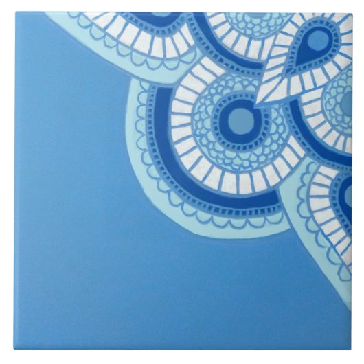 Keramisch blauw en turquoise Tegel Tegeltje (Voorkant)