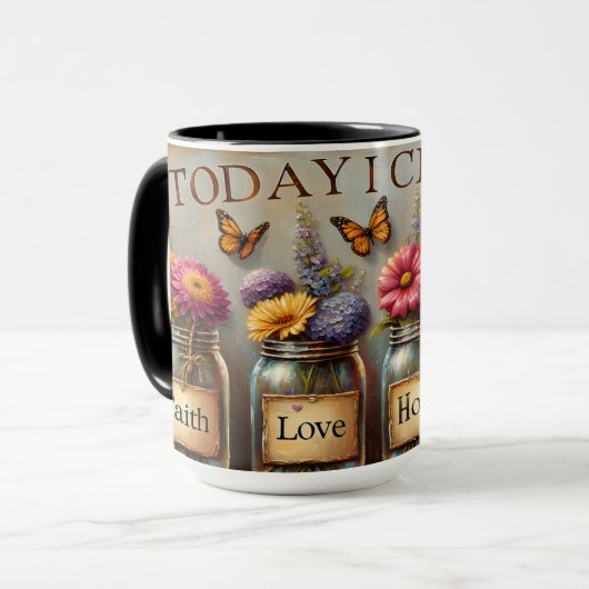 Keramisch gekleurde Mok, vandaag kies ik... Mok (Voorkant links)