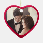 Keramisch hart eerste kerst, iriserend rood ornament (Achterkant)