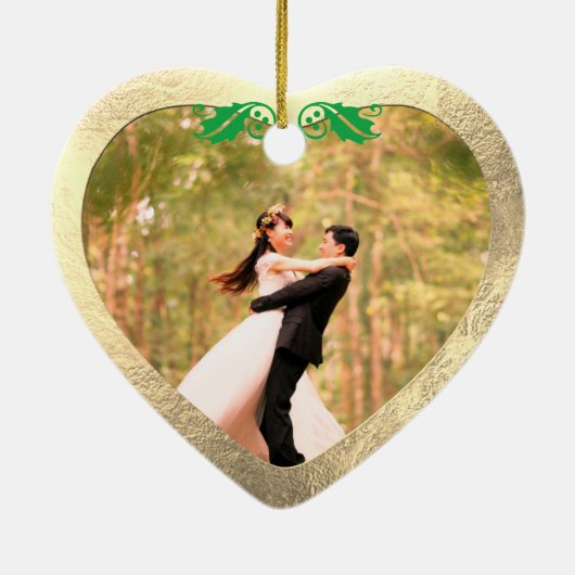 Keramisch hart Faux Silver+Gold Keramisch Ornament (Achterkant)