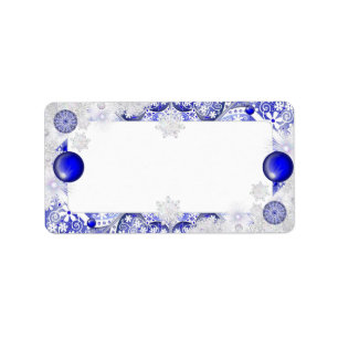Keramisch kant blauw van Griekenland & sneeuwvlok Etiket