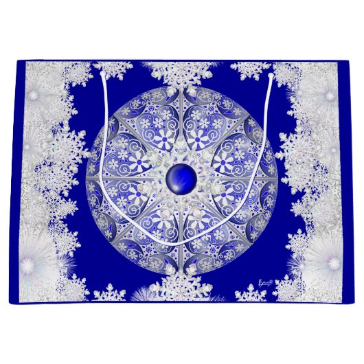 Keramisch kant blauw van Griekenland & sneeuwvlok Groot Cadeauzakje (Voorkant)