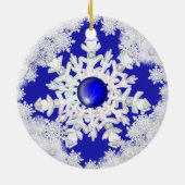 Keramisch kant blauw van Griekenland & sneeuwvlok Keramisch Ornament (Achterkant)