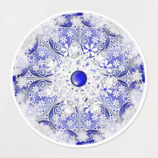 Keramisch kant blauw van Griekenland & sneeuwvlok Labels (Design 1)