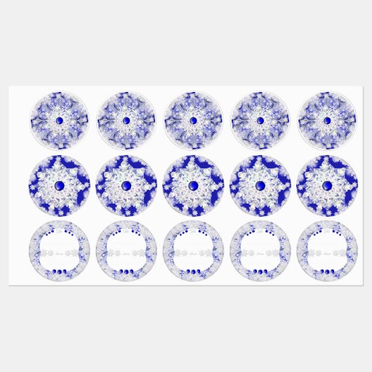 Keramisch kant blauw van Griekenland & sneeuwvlok Labels (Vel)