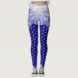 Keramisch kant blauw van Griekenland & sneeuwvlok Leggings