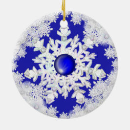 Keramisch kant blauw van Griekenland & sneeuwvlok Ornament