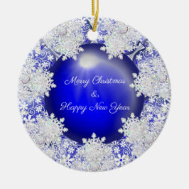Keramisch kant blauw van Griekenland & sneeuwvlok Ornament