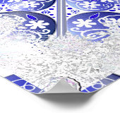 Keramisch kant blauw van Griekenland & sneeuwvlok Poster (Hoek)