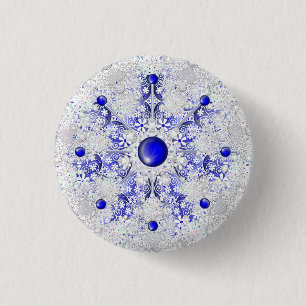 Keramisch kant blauw van Griekenland & sneeuwvlok Ronde Button 3,2 Cm