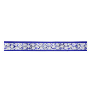 Keramisch kant blauw van Griekenland & sneeuwvlok Satijnen Lint