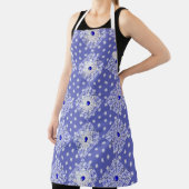 Keramisch kant blauw van Griekenland & sneeuwvlok Schort (Insitu)