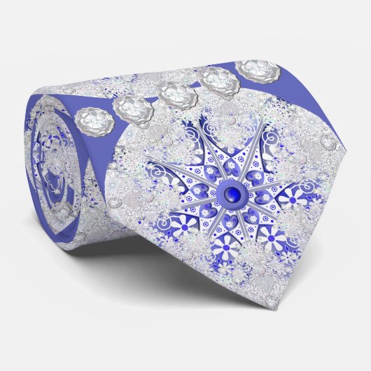 Keramisch kant blauw van Griekenland & sneeuwvlok Stropdas (Opgerold)