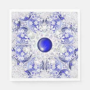 Keramisch kant blauw van Griekenland & sneeuwvlokk Servet