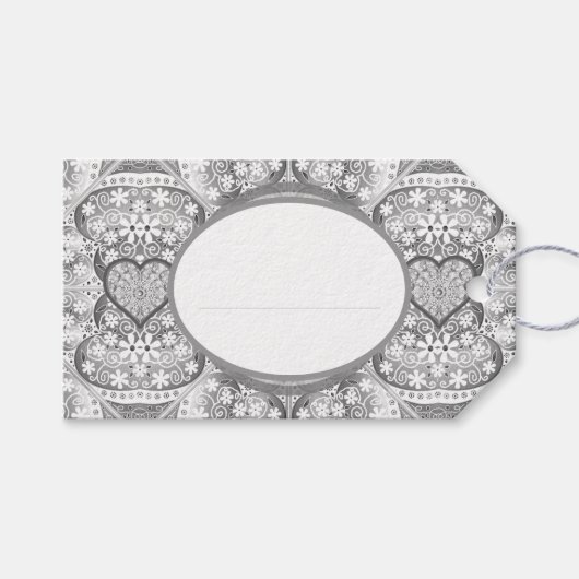 Keramisch kant grijs cadeaulabel (Voorkant (Horizontaal))