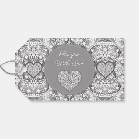 Keramisch kant grijs cadeaulabel (Achterkant Horizontaal)