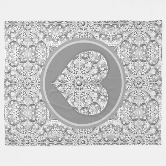 Keramisch kant grijs fleece deken (Voorkant (Horizontaal))