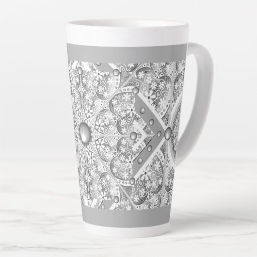 Keramisch kant grijs latte mok (Rechterhoek)