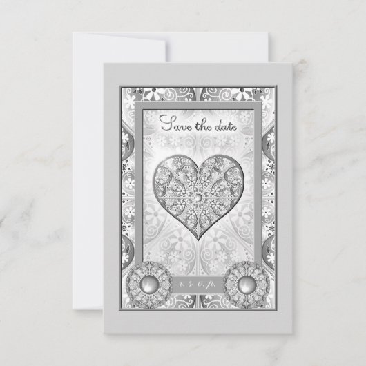 Keramisch kant grijs RSVP kaartje (Voorkant)