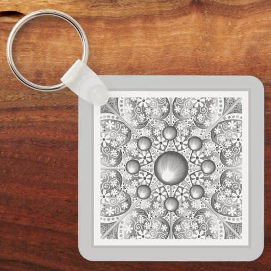 Keramisch kant grijs sleutelhanger (Voorkant)