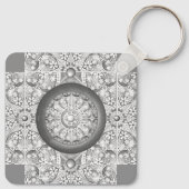 Keramisch kant grijs sleutelhanger (Achterkant)