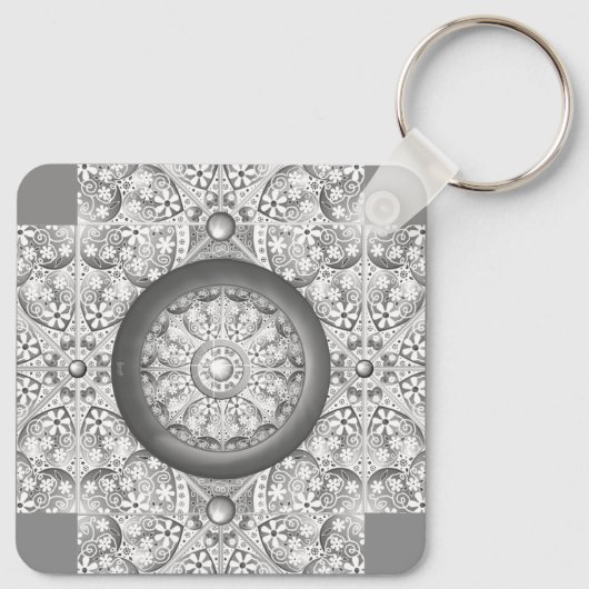 Keramisch kant grijs sleutelhanger (Achterkant)