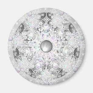 Keramisch kant grijs & sneeuwvlok magneet