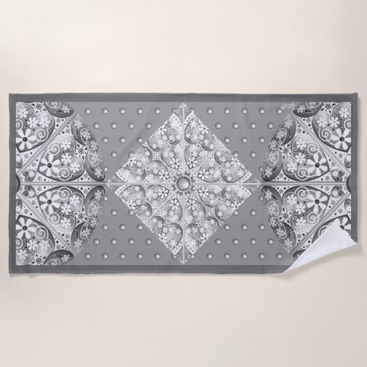 Keramisch kant grijs strandlaken (Voorkant)