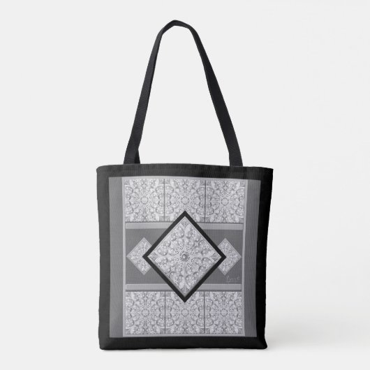 Keramisch kant grijs tote bag (Achterkant)