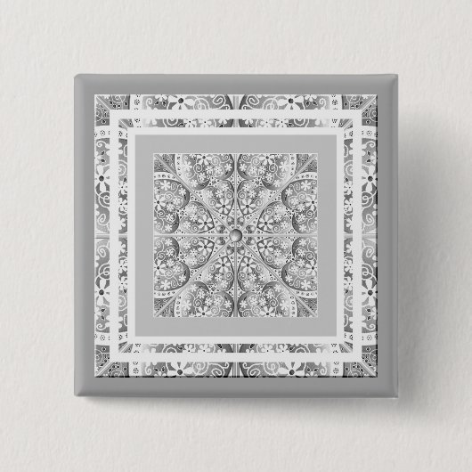 Keramisch kant grijs vierkante button 5,1 cm (Voorkant)