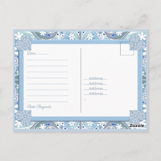 Keramisch Kant Lichtblauw Briefkaart (Achterkant)