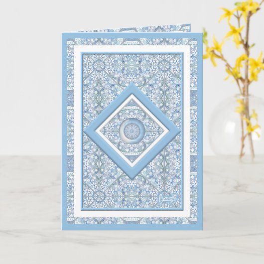 Keramisch Kant Lichtblauw Kaart (Gele Bloem)