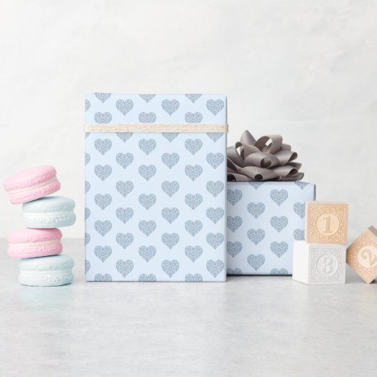 Keramisch kant lichtblauw Wrapping Paper Cadeaupapier (Baby Shower)