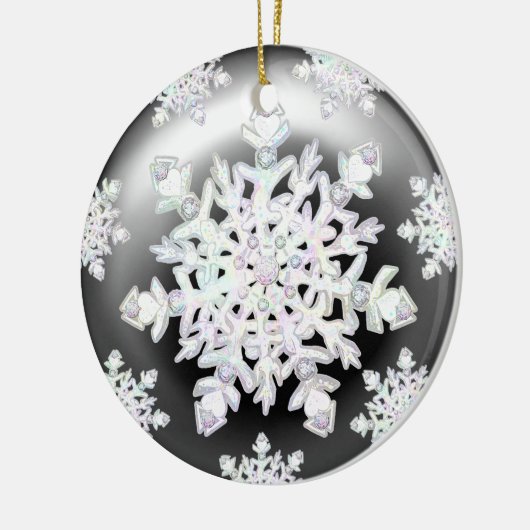 Keramisch kant zwart & sneeuwvlokken keramisch ornament (Links)