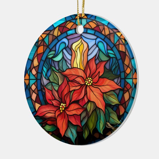 Keramisch kerstornament met poinsettia keramisch ornament (Links)