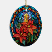 Keramisch kerstornament met poinsettia ornament (Rechts)
