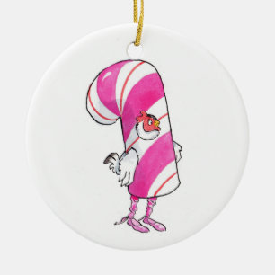 Keramisch kerstversiering met snoepsuikerriet ornament