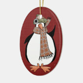 Keramisch kerstversiering voor het land Penguin Keramisch Ornament (Links)