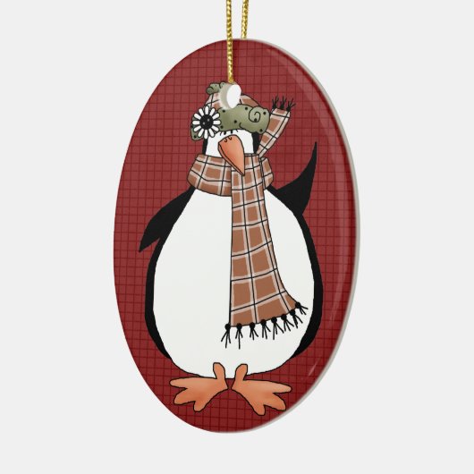 Keramisch kerstversiering voor het land Penguin Keramisch Ornament (Links)