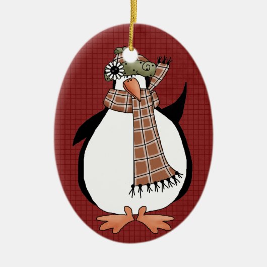 Keramisch kerstversiering voor het land Penguin Keramisch Ornament (Voorkant)